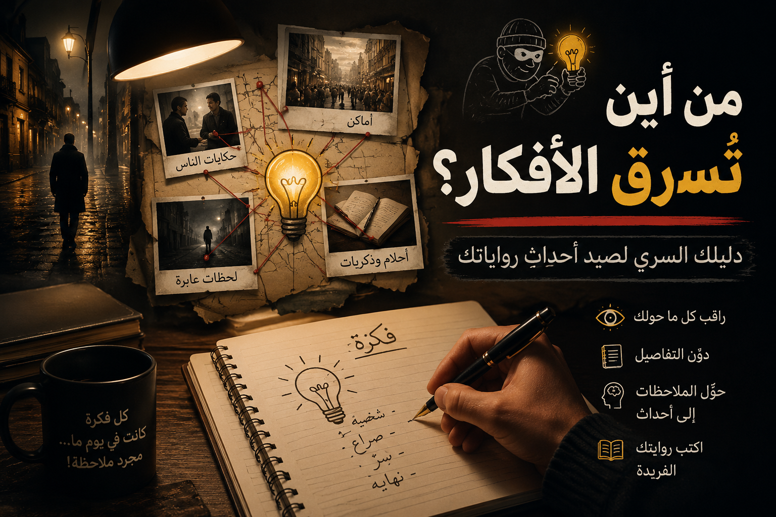 You are currently viewing كيف تستلهم الأحداث لكتابة روايتك؟ (خفايا المختبر الروائي)